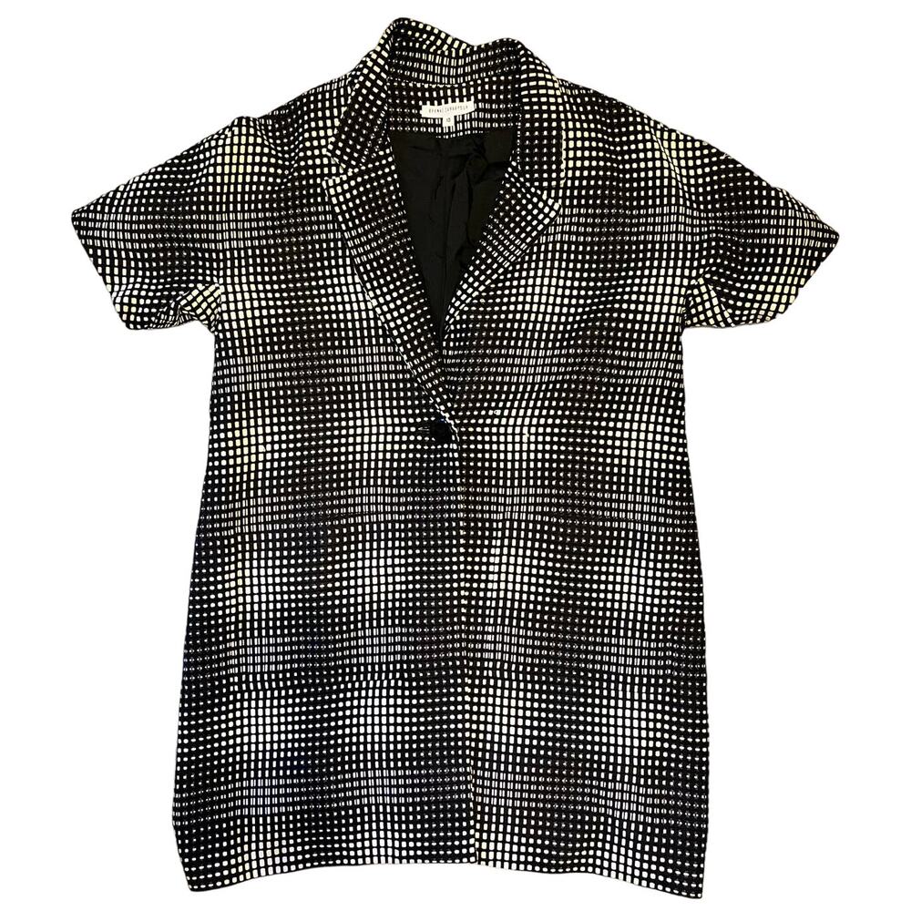 BEHNAZ SARAFPOUR Women Jacket Short Sleeve Black & White Size 10